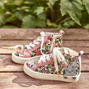 Mini Boden floral high top bunny sneakers